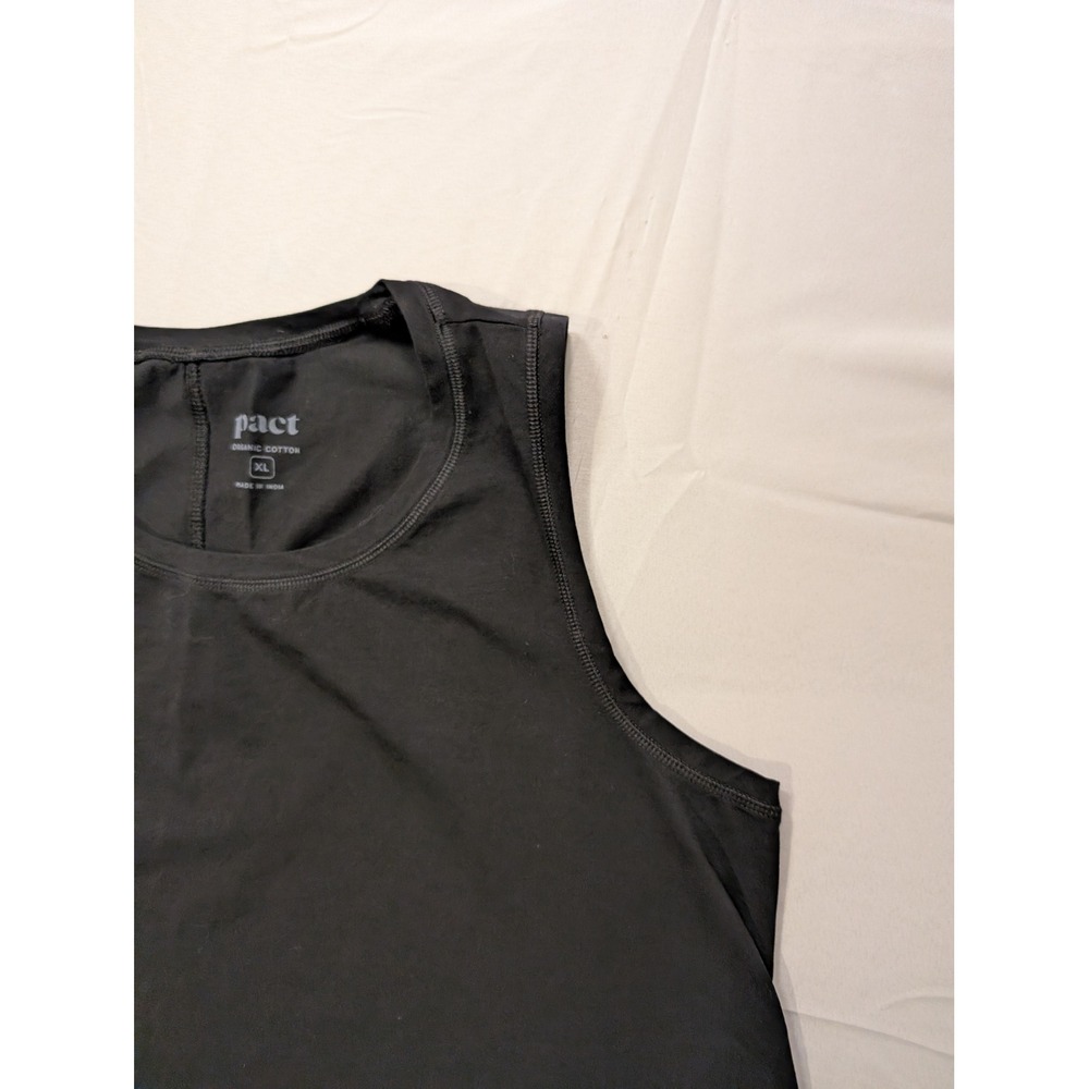 Pact Women XL Organic Cotton Stretch Tank Top Black Scoop Sleeveless Spring - Picture 3 of 12
